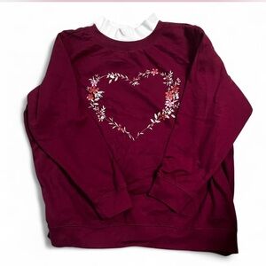 Woman Within Burgundy Sweatshirt with Heart Design #vintage #grandma